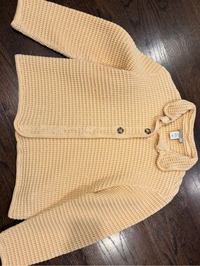 Coldwater Creek Soft Peach Waffle Button-Front Cardigan